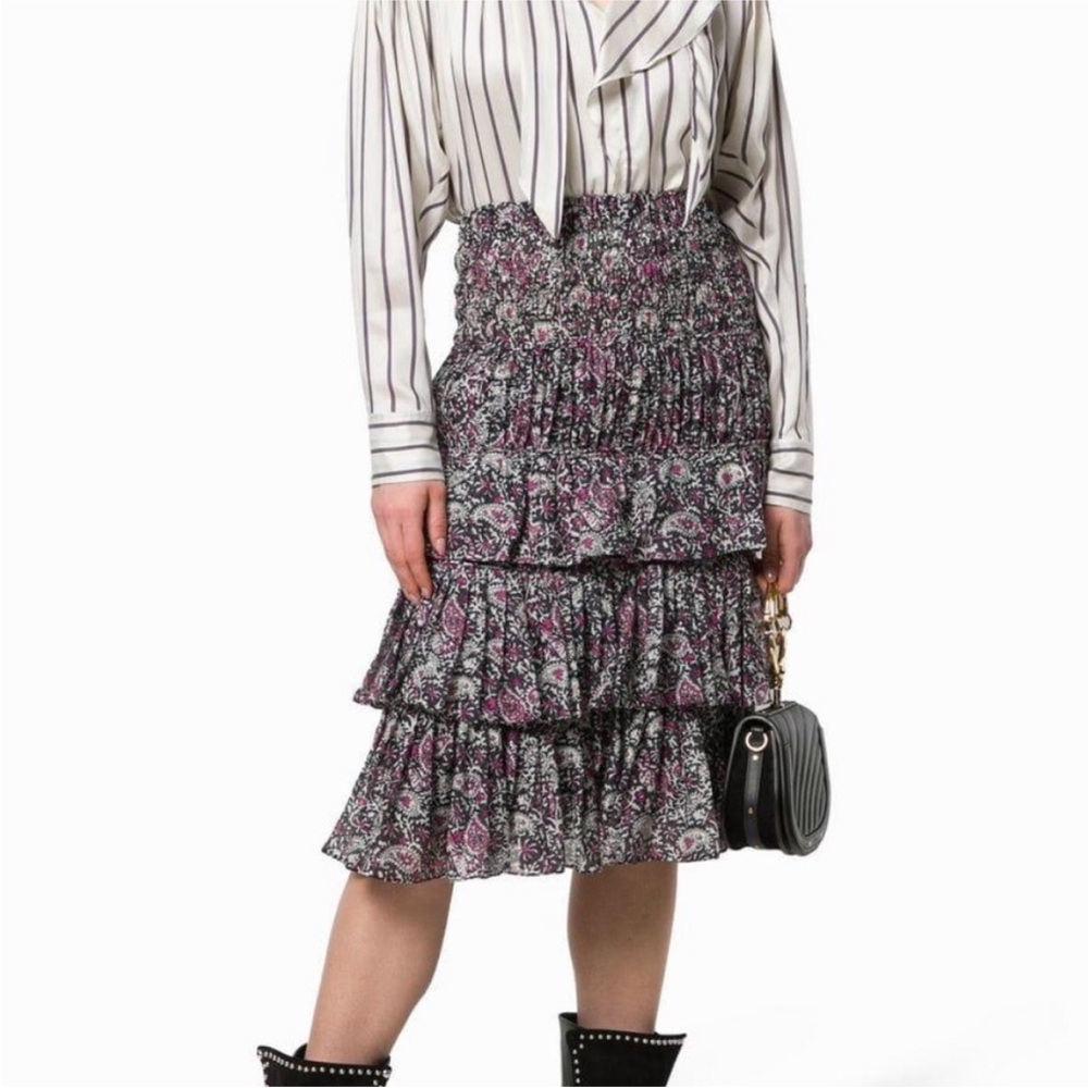 Isabel Marant Floral Tiered Silk Skirt